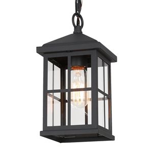 LNC Orlan 10.5-in Black and Modern/Contemporary Lantern Outdoor Pendant Light