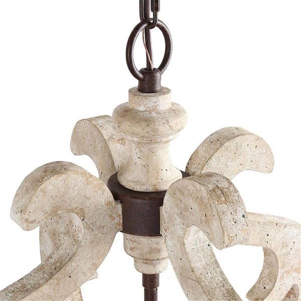 LNC Timeless 3-Light Wood Distressed White and Modern Farmhouse Chandelier