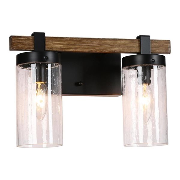 LNC Lapps 2-Light Black Farmhouse Vanity Light Bar LS1CANVE3QZ-453697 ...