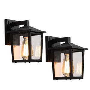 LNC 1-Light 12-in Black Square Outdoor Wall Light