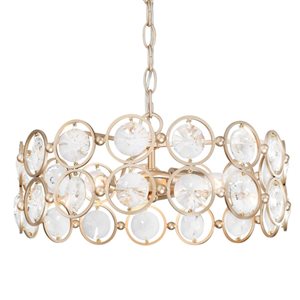 LNC Eternal 3-Light Matte Gold Modern/Contemporary Drum LED Chandelier