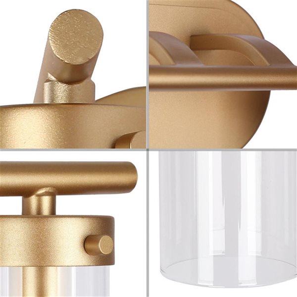 LNC Ellan 4-Light Gold Modern/Contemporary Vanity Light Bar