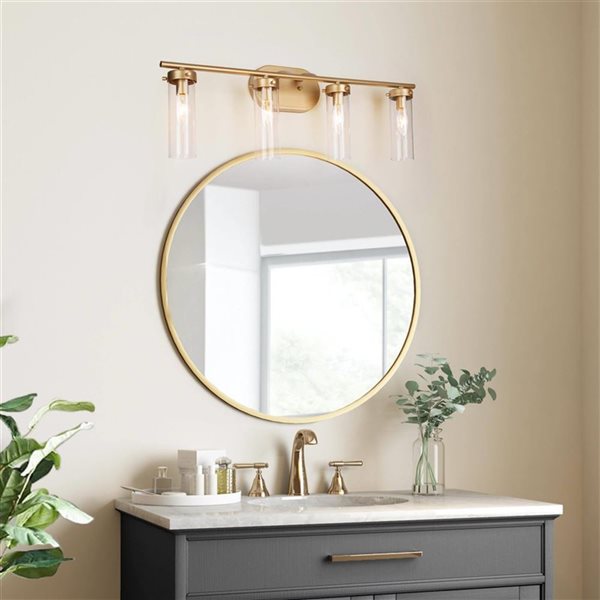 LNC Ellan 4-Light Gold Modern/Contemporary Vanity Light Bar