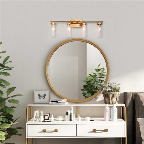 LNC Ellan 4-Light Gold Modern/Contemporary Vanity Light Bar