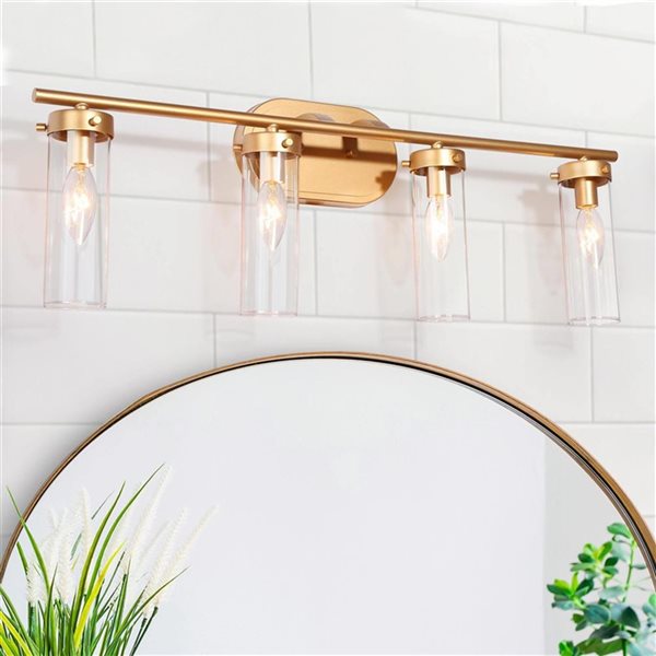 LNC Ellan 4-Light Gold Modern/Contemporary Vanity Light Bar