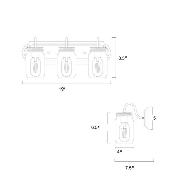 LNC Aries 3-Light Bronze Farmhouse Vanity Light