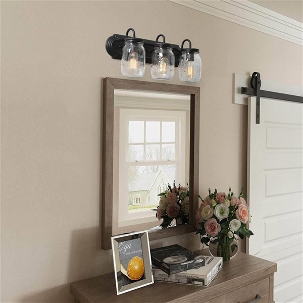 LNC Aries 3-Light Bronze Farmhouse Vanity Light