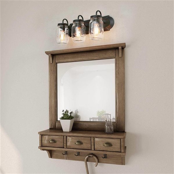 LNC Aries 3-Light Bronze Farmhouse Vanity Light