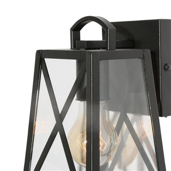 LNC 2 Pack 9-in H Black Clear Glass Outdoor Wall Light