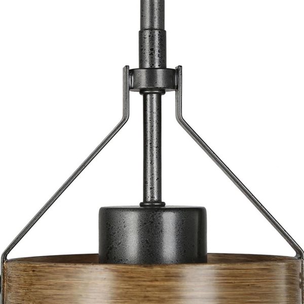 LNC Lapps Black and Wood Tone Farmhouse Cylinder Kitchen Island Light