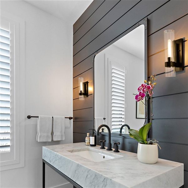 C Cattleya 1-light Black Cylinder Wall Sconce witch Clear Glass