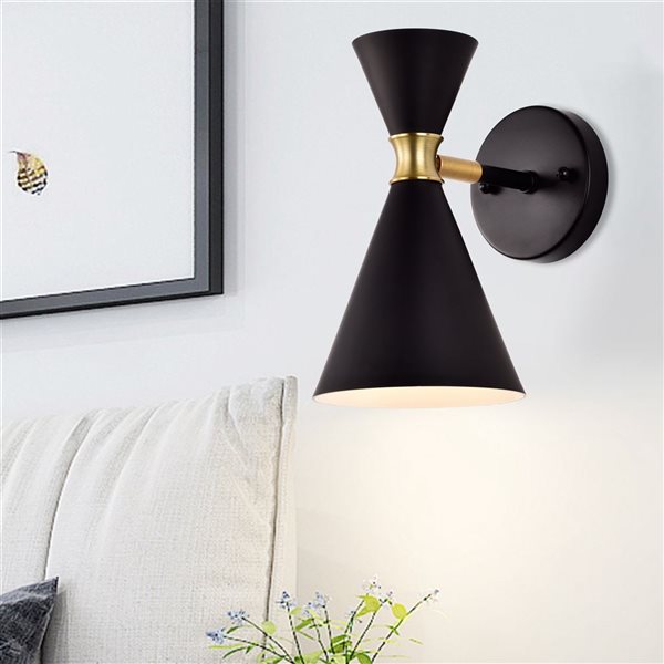 C Cattleya 1-Light Black Arm Wall Sconce