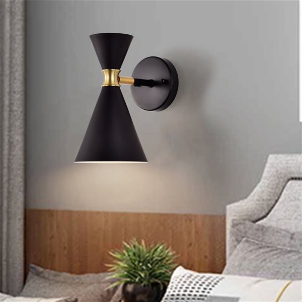 C Cattleya 1-Light Black Arm Wall Sconce