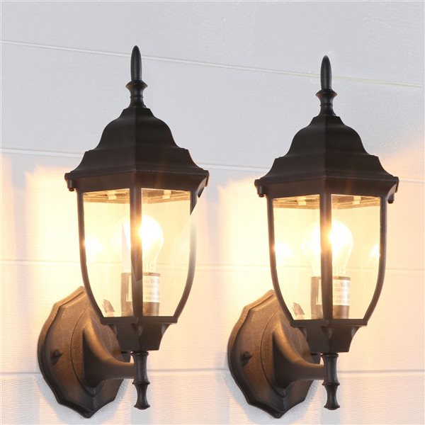 C Cattleya LLC 2-Pack 1-Light Matte Black Outdoor Wall Lantern
