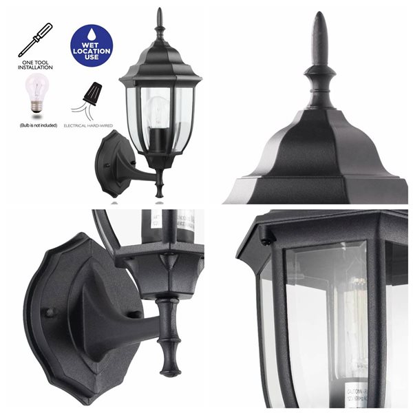 C Cattleya LLC 2-Pack 1-Light Matte Black Outdoor Wall Lantern