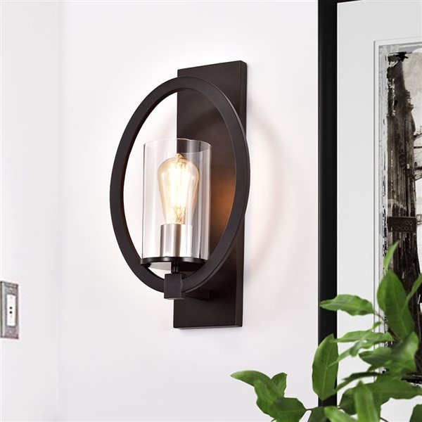 Rubbed bronze store wall sconce