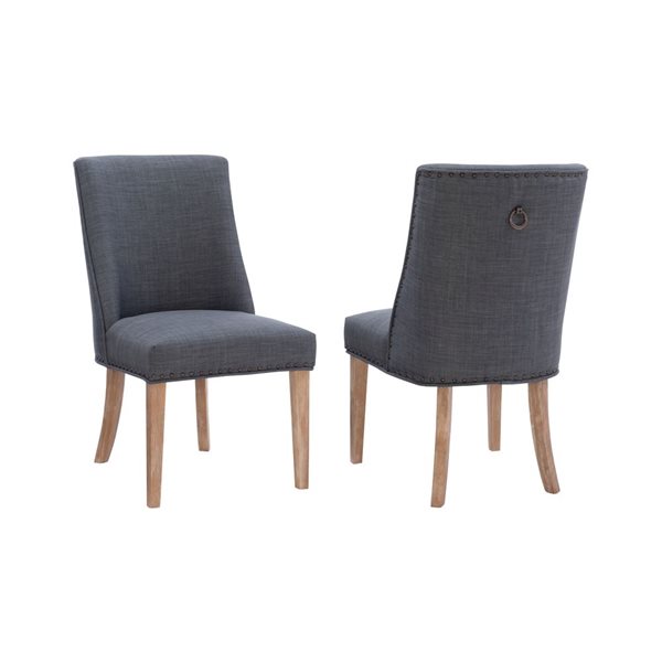 Linon Home Décor Set of 2 Arcaro Contemporary Polyester Upholstered Side Chair  - Grey