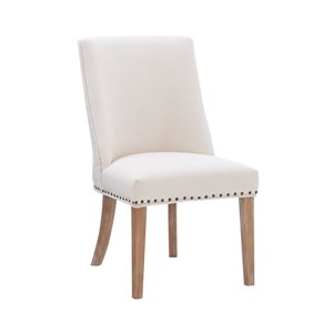 Linon Home Décor Set of 2 Arcaro Contemporary Polyester Upholstered Side Chair  - Natural Wood