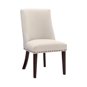 Linon Home Décor Set of 2 Arcaro Contemporary Polyester Upholstered Side Chair  - Natural Wood