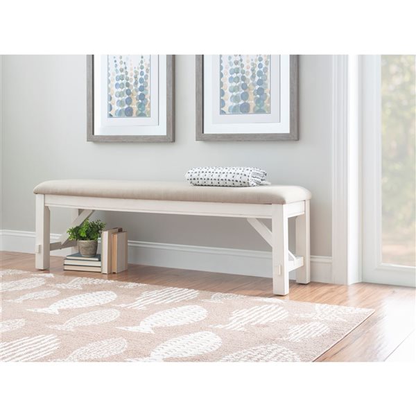 Linon Home Décor Tessa Tan Rectangular Dining Bench