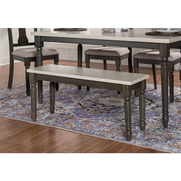 Linon Home Décor Weston Smokey White Rectangular Dining Bench