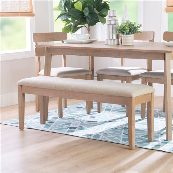 Linon Home Décor Denison Sand Rectangular Dining Bench