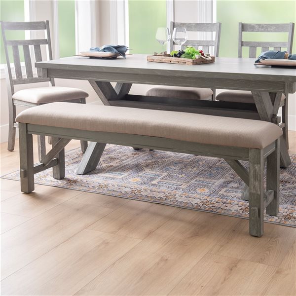 Linon Home Décor Tessa Tan Rectangular Dining Bench