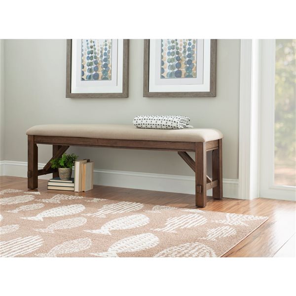 Linon Home Décor Tessa Tan Rectangular Dining Bench