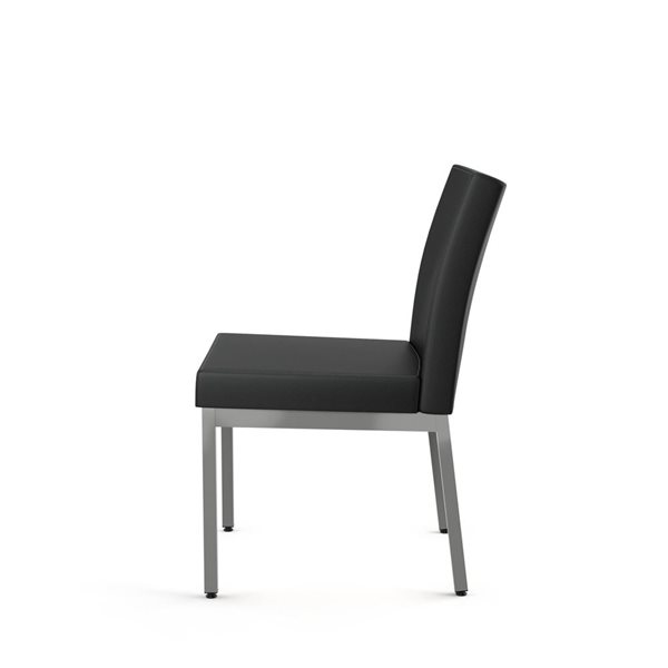 Chaise de salle à manger Perry en similicuir noir, métal gris brillant Amisco Industries, ensemble de 2