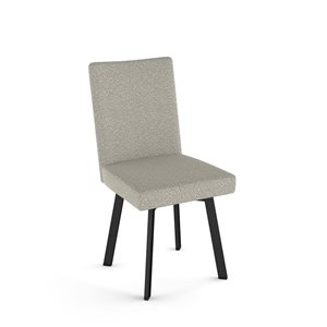 Amisco Industries Elmira Dining Chair Light Beige and Grey Bouclé Polyester / Black Metal