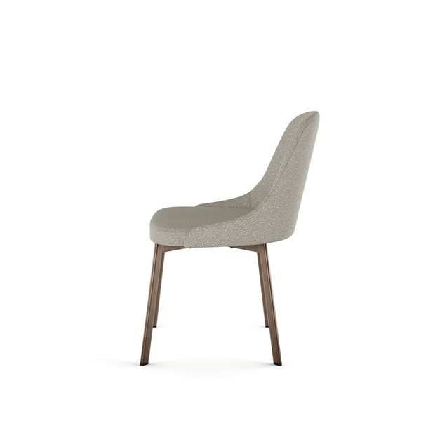 Chaise de salle à manger Harper en polyester bouclé beige pâle et gris, métal bronze Amisco Industries