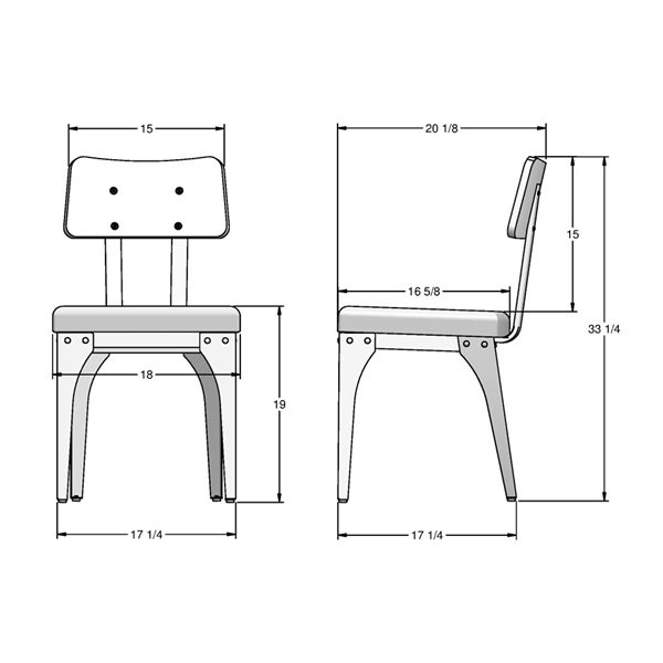 Chaise de salle à manger Symmetry en similicuir gris, bois brun pâle usé, métal brun foncé semi transparent Amisco Indus…