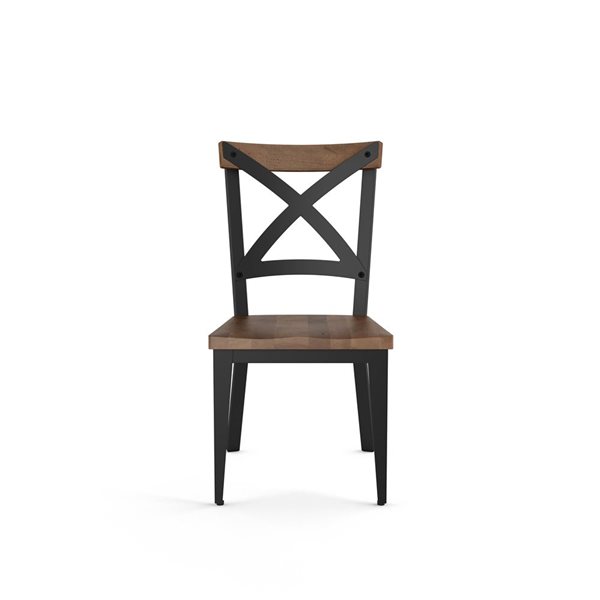 Amisco Industries Jasper Dining Chair Light Brown Distressed Wood / Black Metal