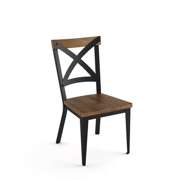 Amisco Industries Jasper Dining Chair Light Brown Distressed Wood / Black Metal