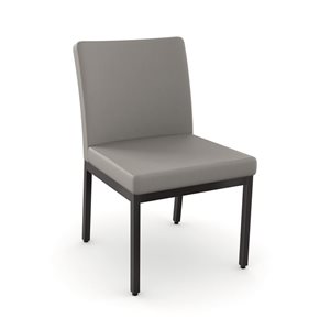 Chaise de salle à manger Perry en similicuir gris foncé, métal brun foncé Amisco Industries, ensemble de 2