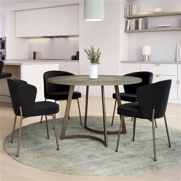 Amisco Industries Camilla Dining Chair Charcoal Grey Bouclé Polyester / Bronze Metal