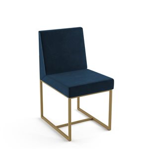 Chaise de salle à manger Derry en velours bleu foncé, métal doré Amisco Industries