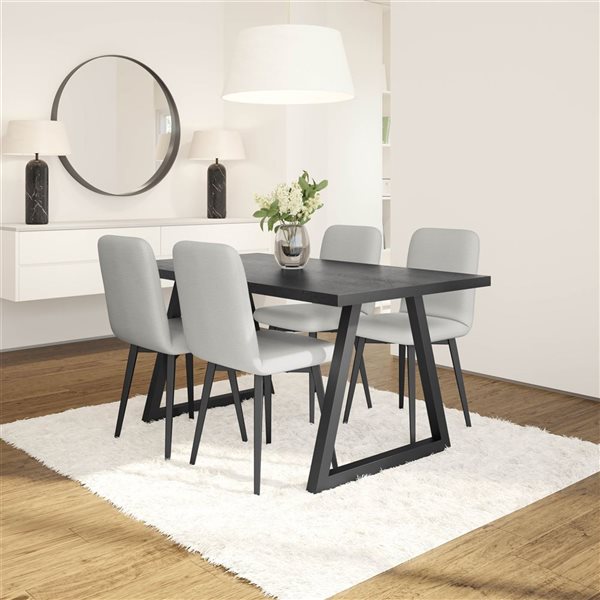 Amisco Industries Betty Dining Chair Light Grey Polyester Black Metal