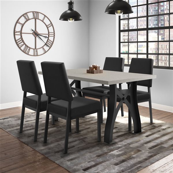 Amisco Industries Avery Dining Chair Black Faux Leather / Black Metal