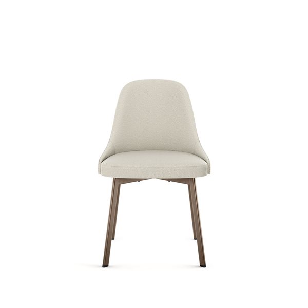 Amisco Industries Harper Dining Chair Cream Bouclé Polyester / Bronze Metal