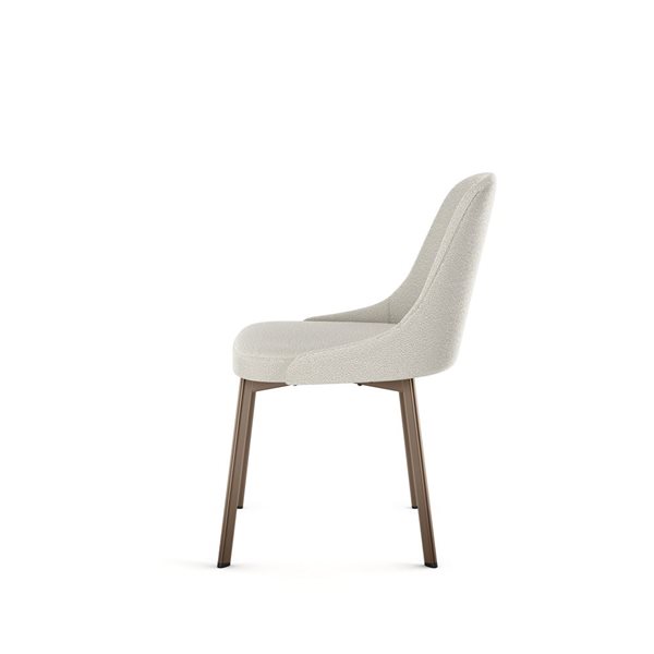 Amisco Industries Harper Dining Chair Cream Bouclé Polyester / Bronze Metal