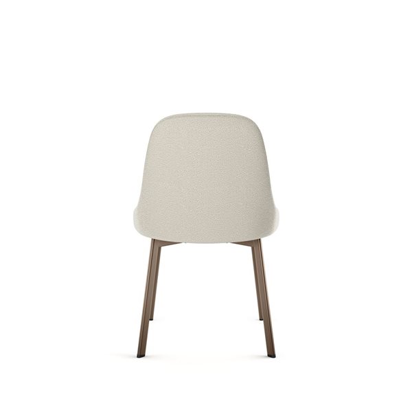 Amisco Industries Harper Dining Chair Cream Bouclé Polyester / Bronze Metal