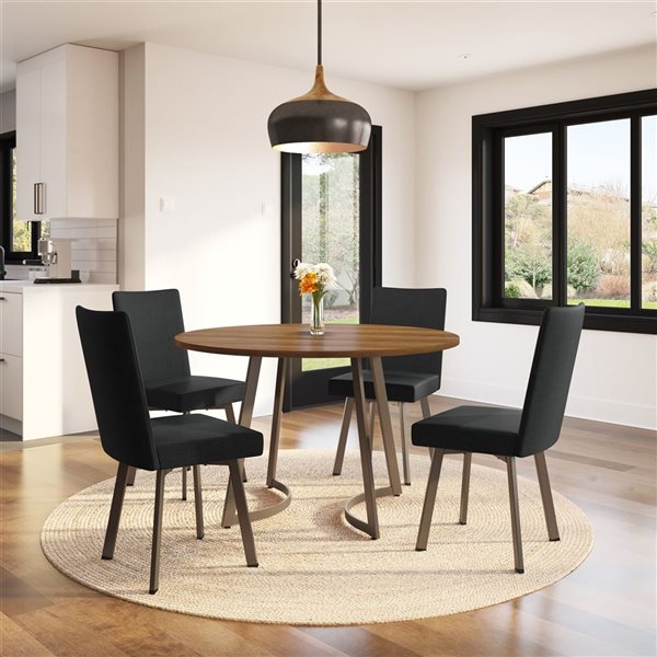 Amisco Industries Elmira Dining Chair Black Polyester / Bronze Metal