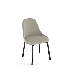 Amisco Industries Harper Dining Chair Light Beige and Grey Bouclé Polyester / Black Metal