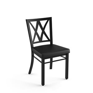 Amisco Industries Washington Dining Chair Black Faux Leather / Black Metal