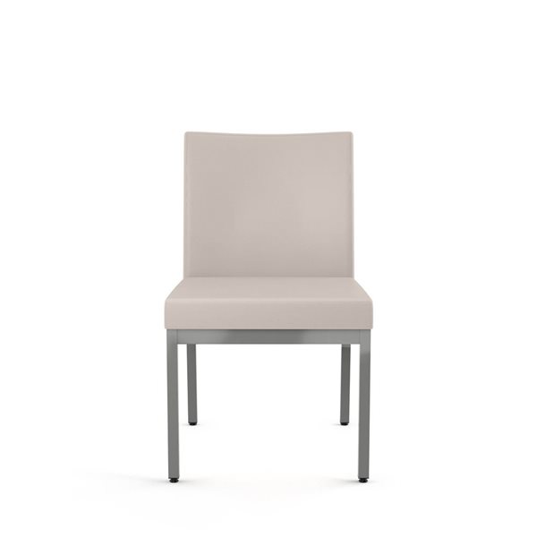 Chaise de salle à manger Perry en similicuir crème, métal gris brillant Amisco Industries, ensemble de 2