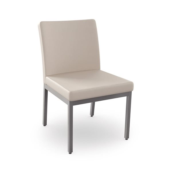 Chaise de salle à manger Perry en similicuir crème, métal gris brillant Amisco Industries, ensemble de 2