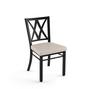 Amisco Industries Washington Dining Chair Cream Faux Leather / Black Metal