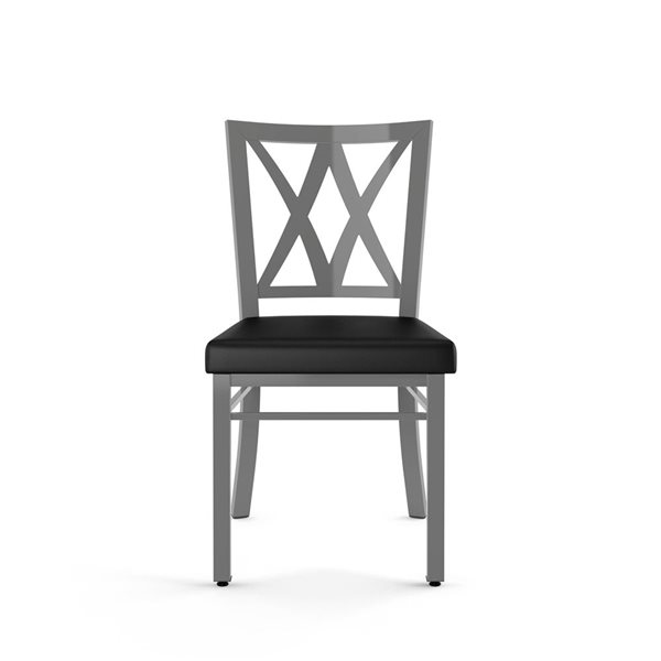 Amisco Industries Washington Dining Chair Black Faux Leather / Metallic Grey Metal