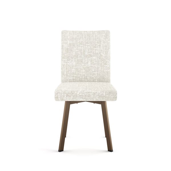 Chaise de salle à manger Elmira en tissu chenille blanc et crème, métal bronze Amisco Industries